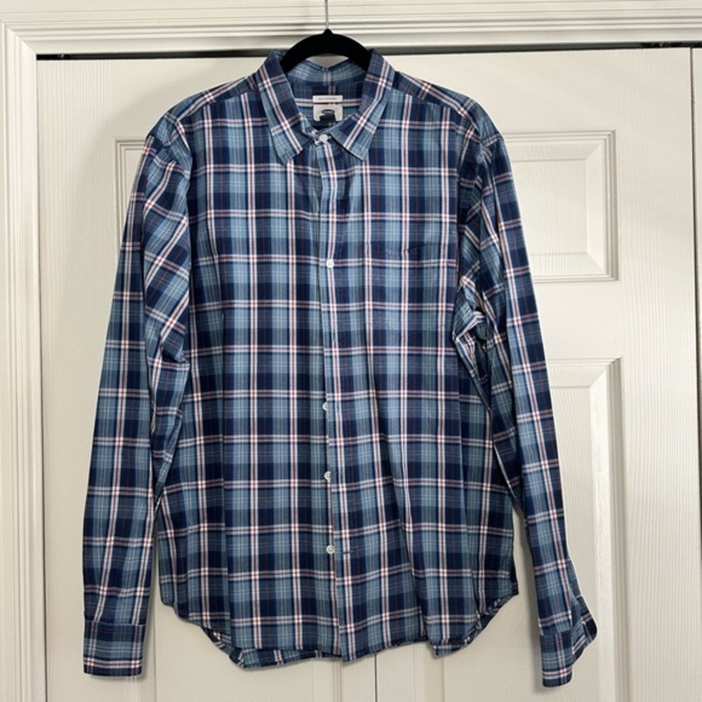 Old Navy Casual Button Down‎ Shirt in Plaid Slim Fit Size XL EUC
